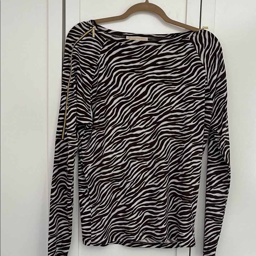 Zebra Print Long Sleeve Top